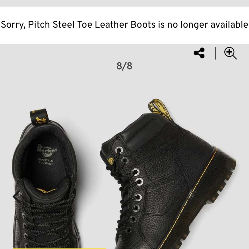 Dr. Martens Pitch Steel Toe Leather Boots